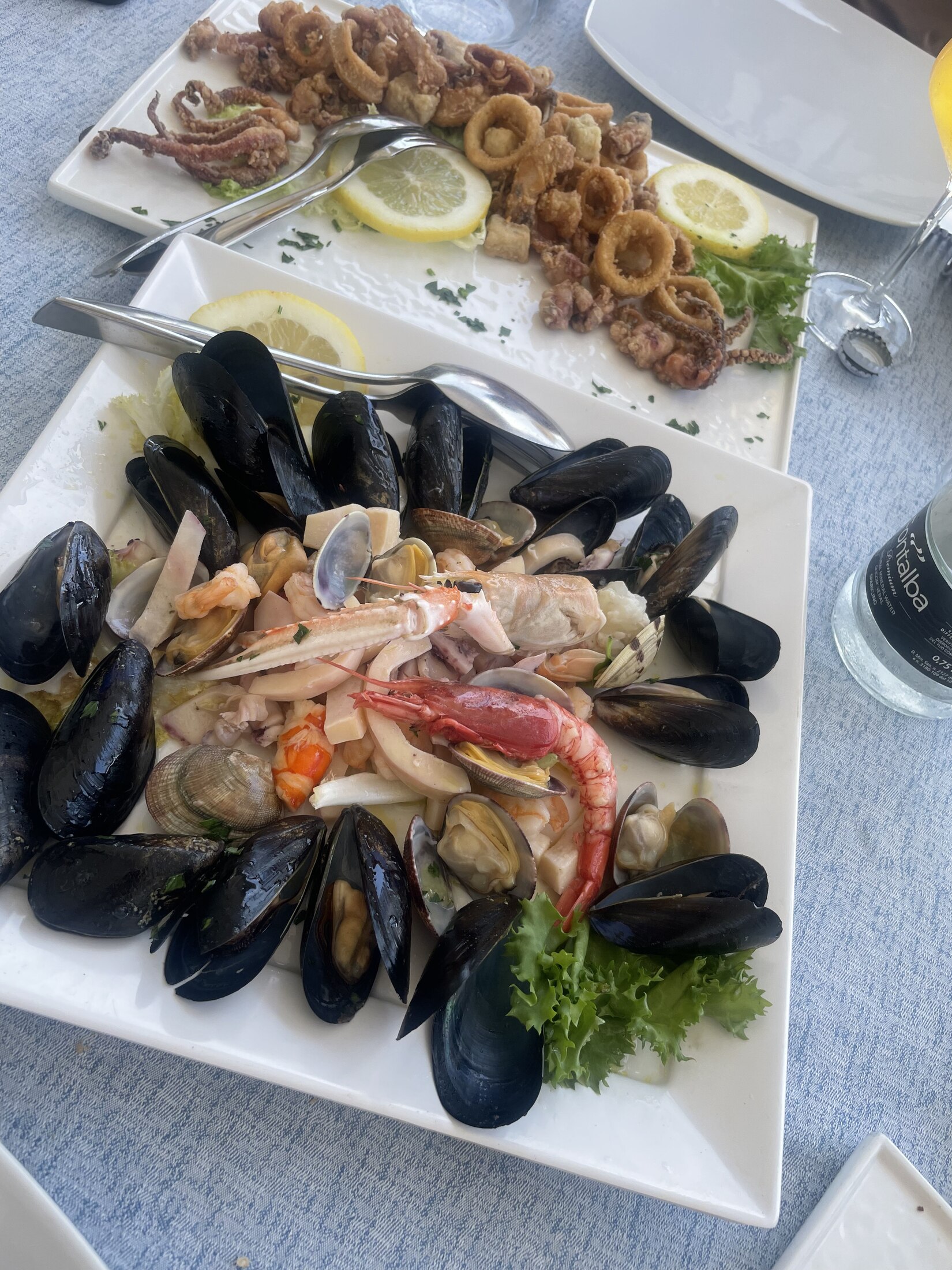 A platter of grilled fish, mussels and local seafood