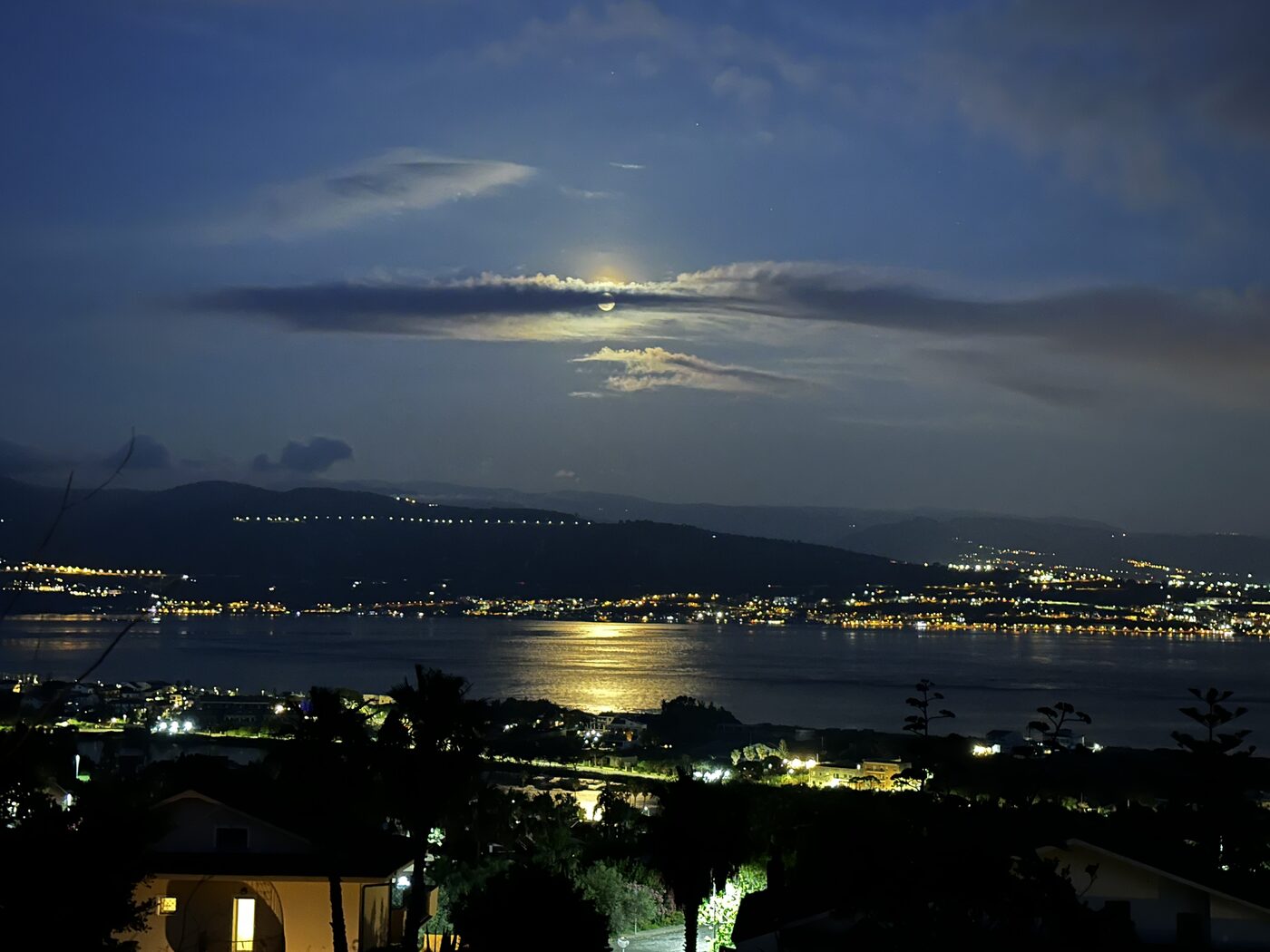 Moonlight reflected on the water at night